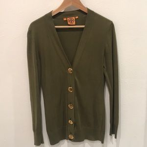 Tory Burch army green cardigan